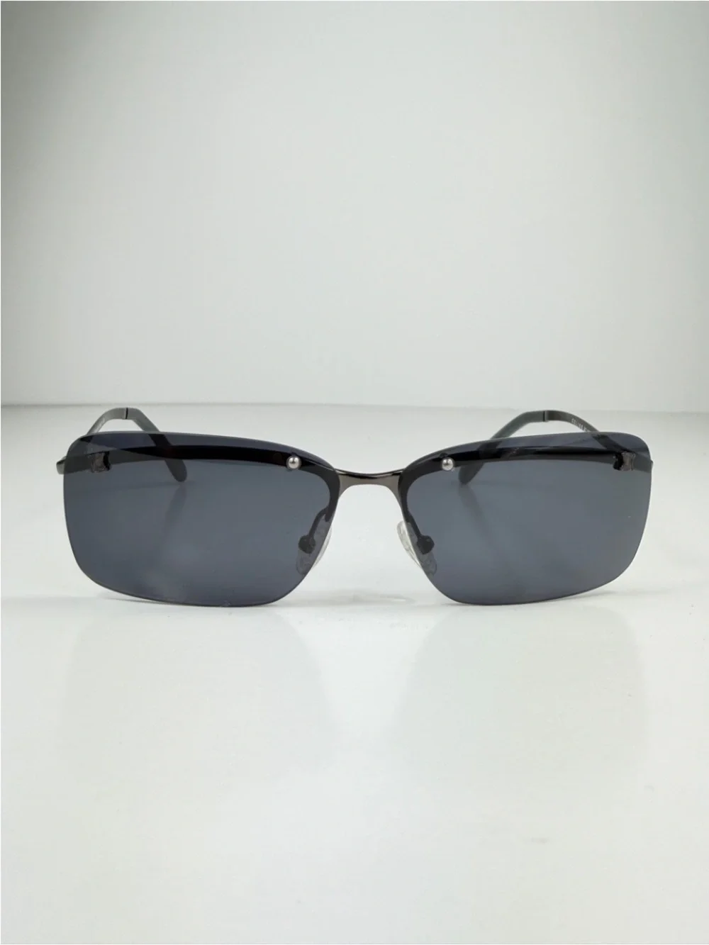 Deadstock Celine Rimless Sunglasses Shield SC 1007 568 Full Set Y2K Gunmetal